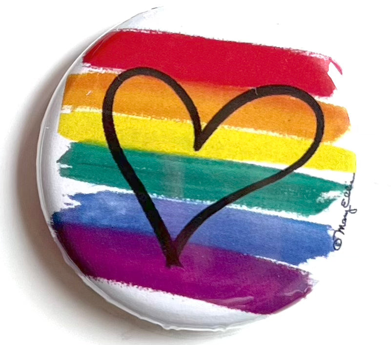 Rainbow Heart Pride Button