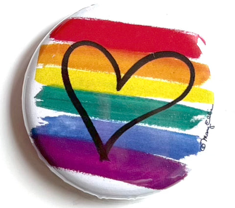 Rainbow Heart Pride Button