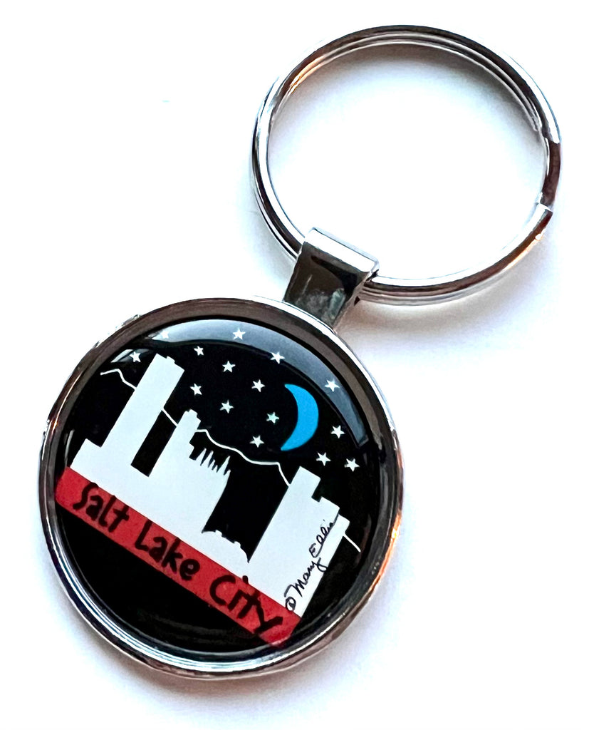 Salt Lake City Utah Keychain Skyline Night