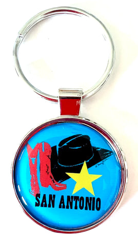 San Antonio Texas Keychain Boots Cowboy Hat