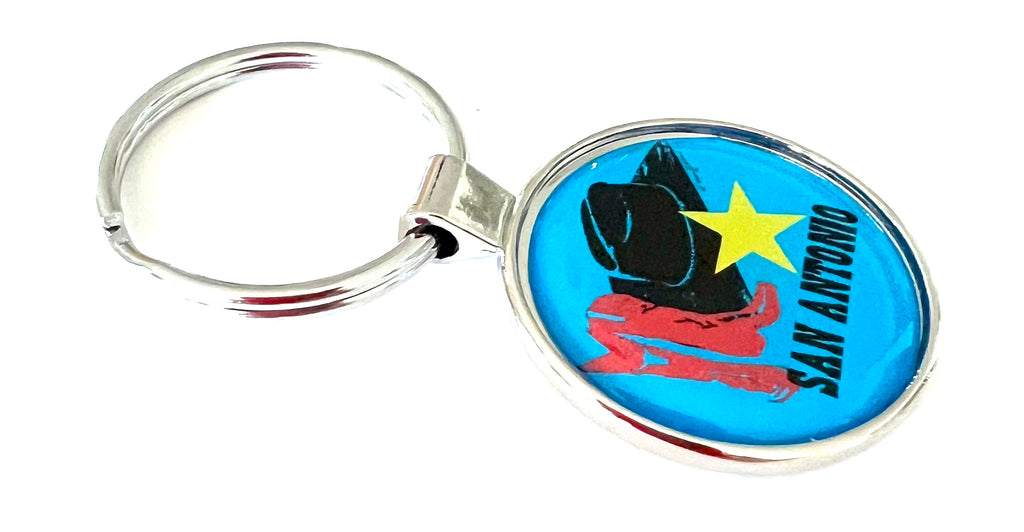 San Antonio Texas Keychain Boots Cowboy Hat