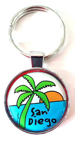 San Diego Keychain Palm Tree Sunset