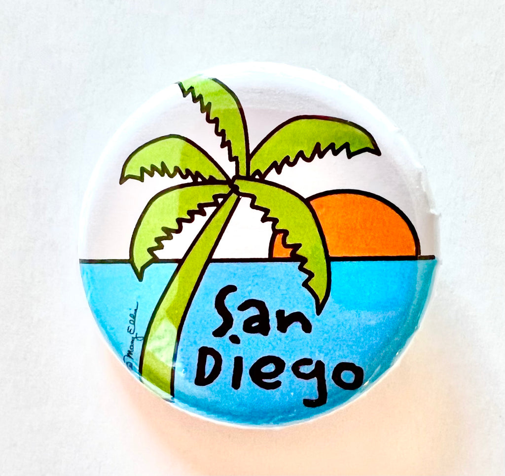 San Diego Palm Tree Sunset Button