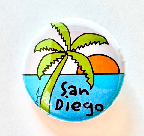 San Diego Palm Tree Sunset Button