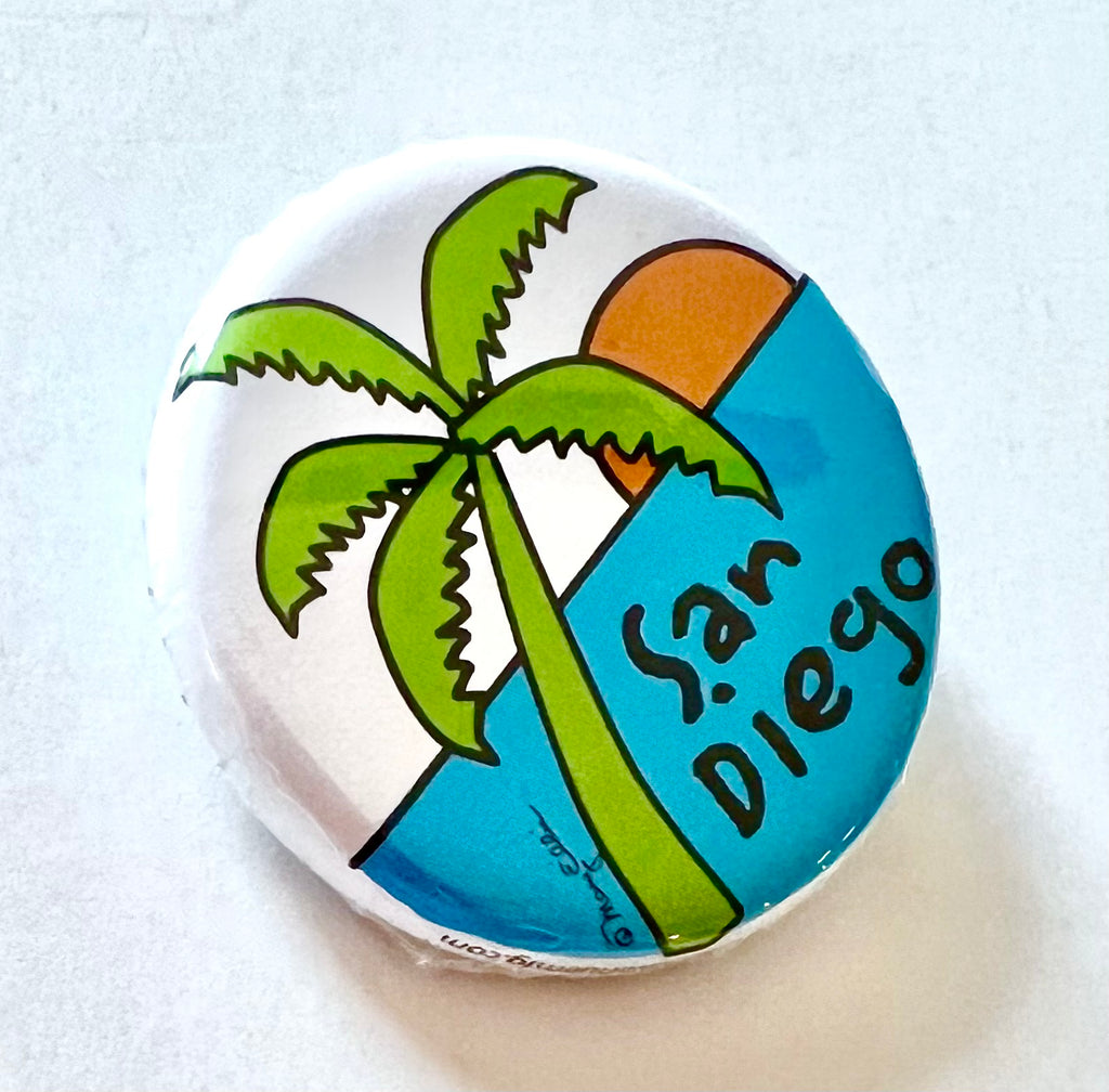 San Diego Palm Tree Sunset Button