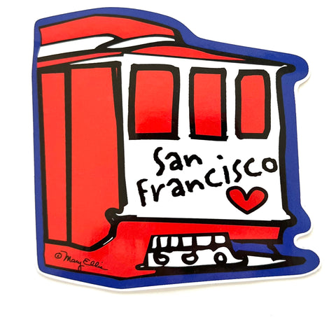 San Francisco Love Cable Car Sticker
