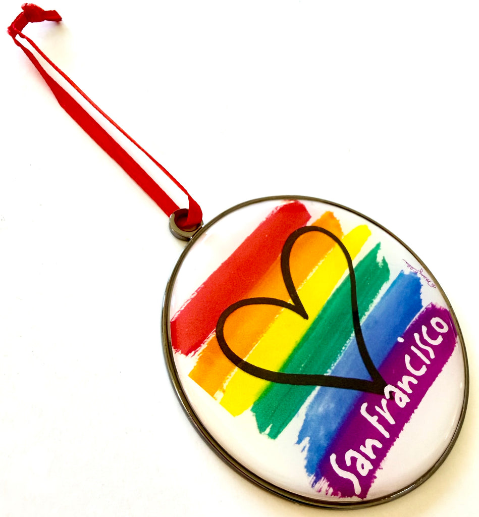 San Francisco Christmas Ornament Rainbow Pride Heart