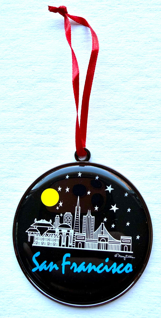 San Francisco Christmas Ornament Night Skyline
