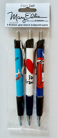 San Francisco Pen Set Golden Gate, Heart, Cable Car
