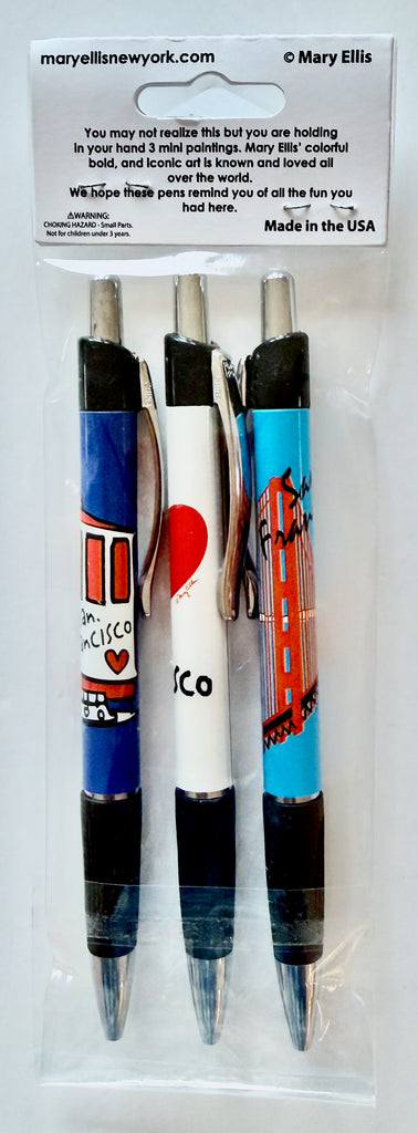 San Francisco Pen Set Golden Gate, Heart, Cable Car