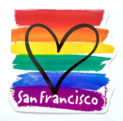 San Francisco Rainbow Heart Sticker