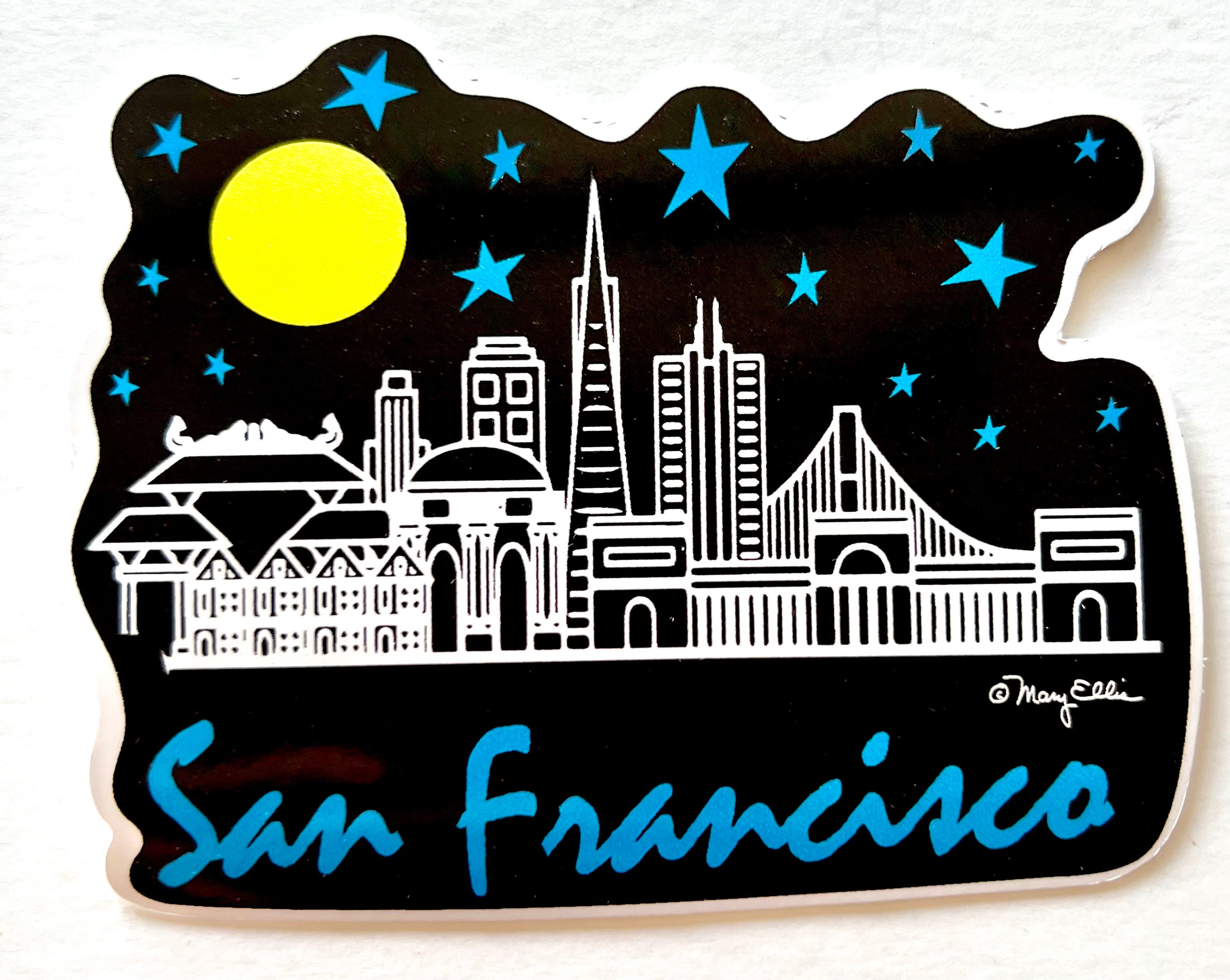 Sf Sticker San Francisco Night Skyline Sticker - Fifth Avenue Manufacturers