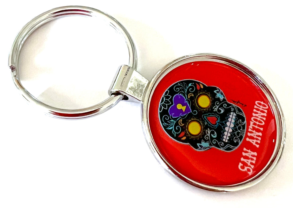 San Antonio Texas Keychain Sugar Skull