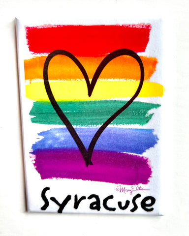 Syracuse New York Magnet Rainbow Pride Heart