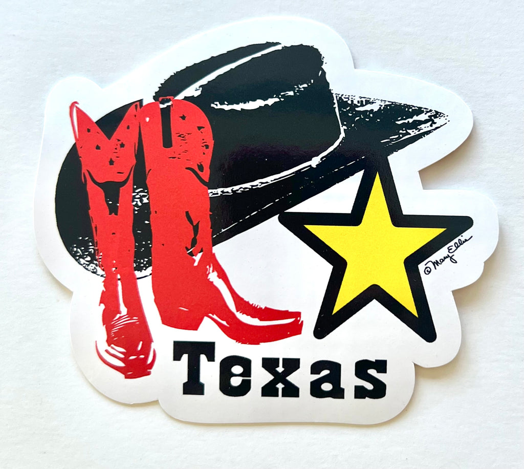 Texas Sticker Cowboy Hat Boots Star