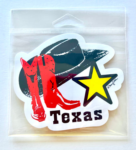 Texas Sticker Cowboy Hat Boots Star