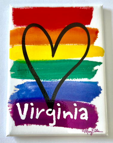 Virginia Rainbow Heart Magnet