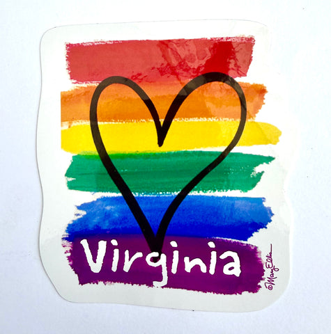 Virginia Rainbow Heart Sticker
