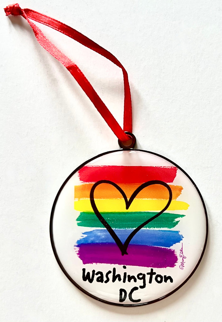 Washington DC Christmas Ornament Rainbow Heart