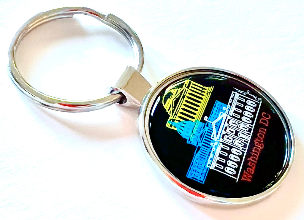 Washington DC Landmarks Black Keychain