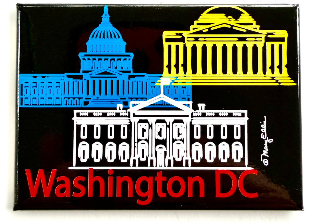 Washington DC Landmarks Black Magnet