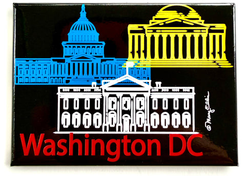 Washington DC Landmarks Black Magnet