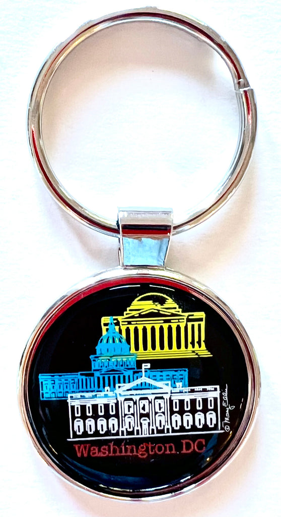 Washington DC Landmarks Black Keychain