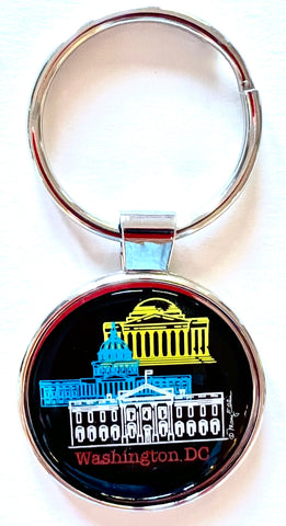 Washington DC Landmarks Black Keychain