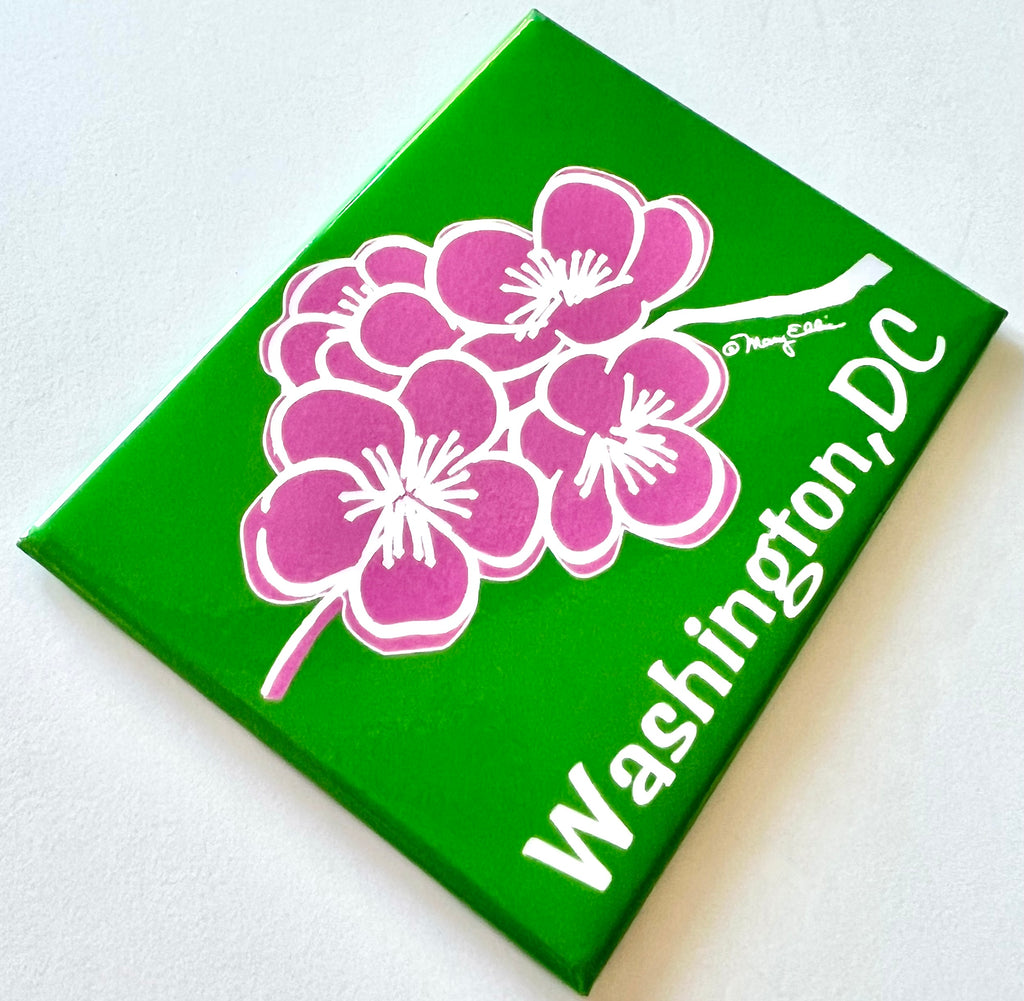 Washington DC Cherry Blossoms Green Magnet