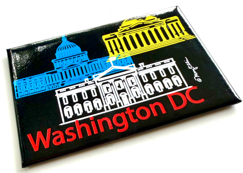 Washington DC Landmarks Black Magnet