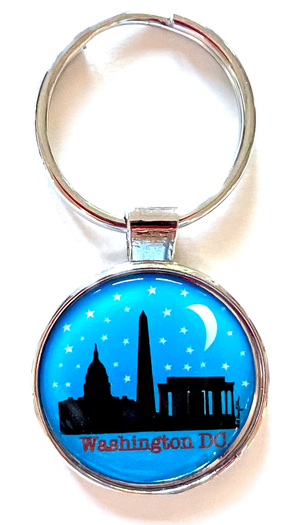 Washington DC Night Skyline Keychain