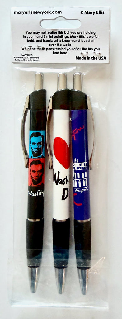 Washington DC Grip Pen Set White House, Heart, Lincoln