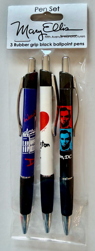 Washington DC Grip Pen Set White House, Heart, Lincoln