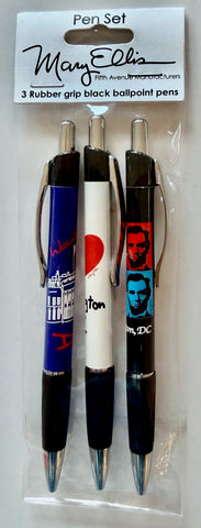 Washington DC Grip Pen Set White House, Heart, Lincoln