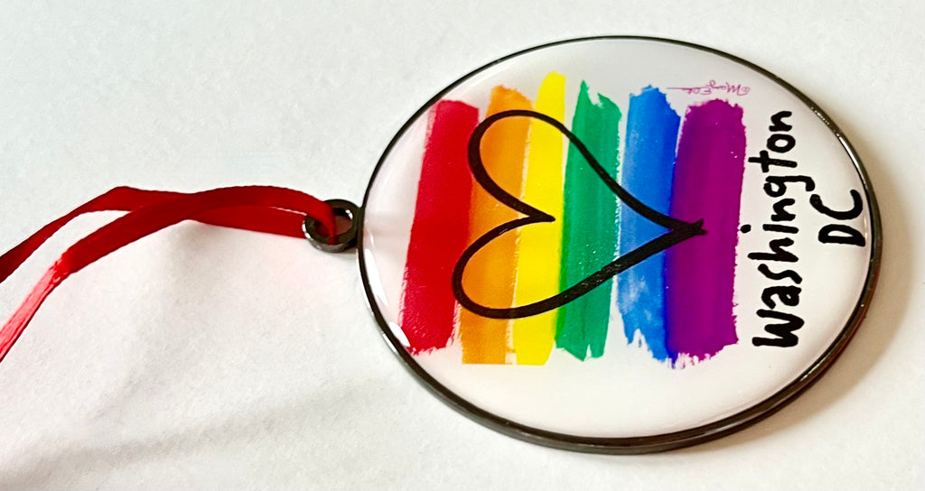 Washington DC Christmas Ornament Rainbow Heart