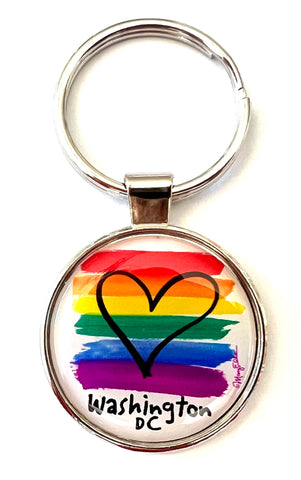 Washington DC Keychain Rainbow Heart
