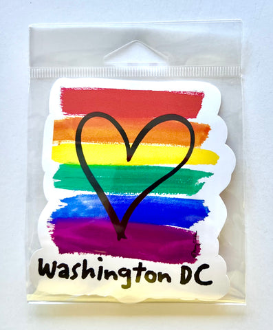 Washington DC Sticker Rainbow Pride Heart
