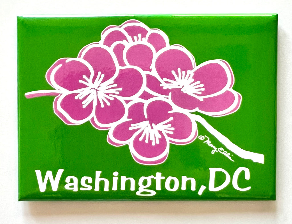 Washington DC Cherry Blossoms Green Magnet