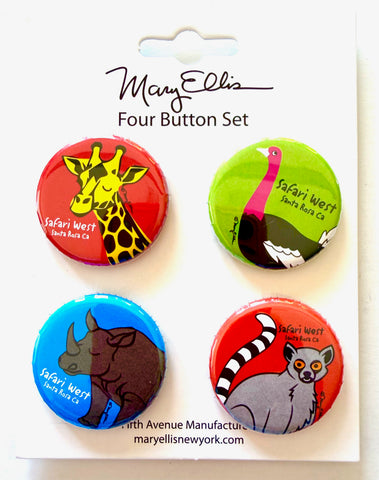 Zoo Animal Buttons Custom Set of 4