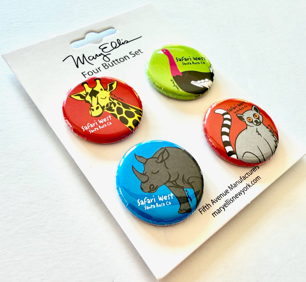 Zoo Animal Buttons Custom Set of 4