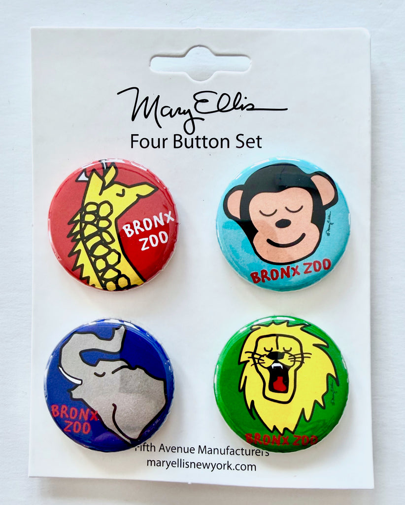 Cute Zoo Animals Custom Mini Button Set of 4