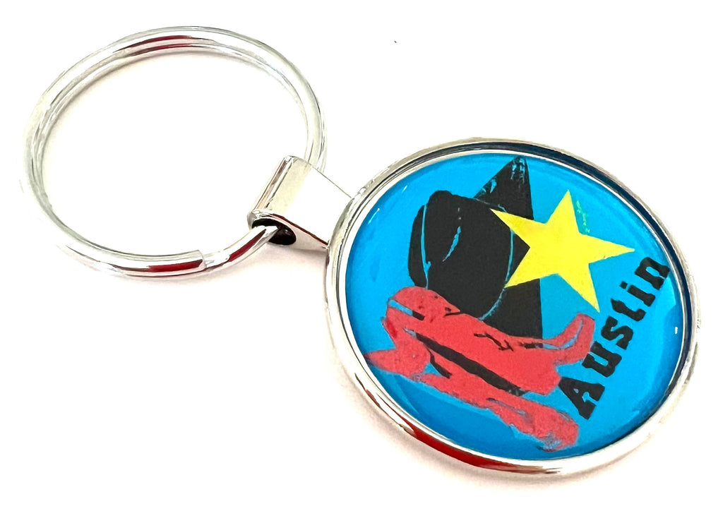 Austin Texas Keychain Boots Cowboy Hat