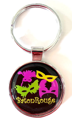 Baton Rouge Louisiana Keychain Mardi Gras Masks