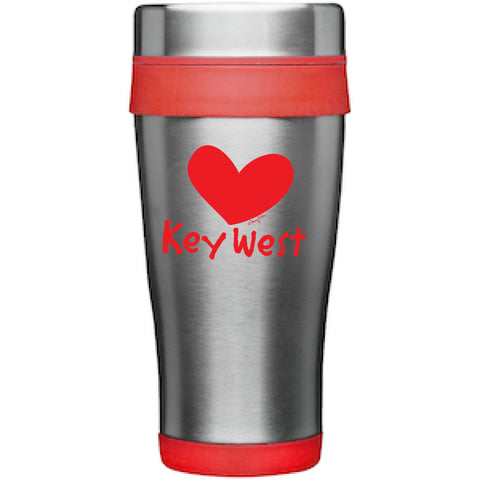 Key West Travel Tumbler Mug Red Silver