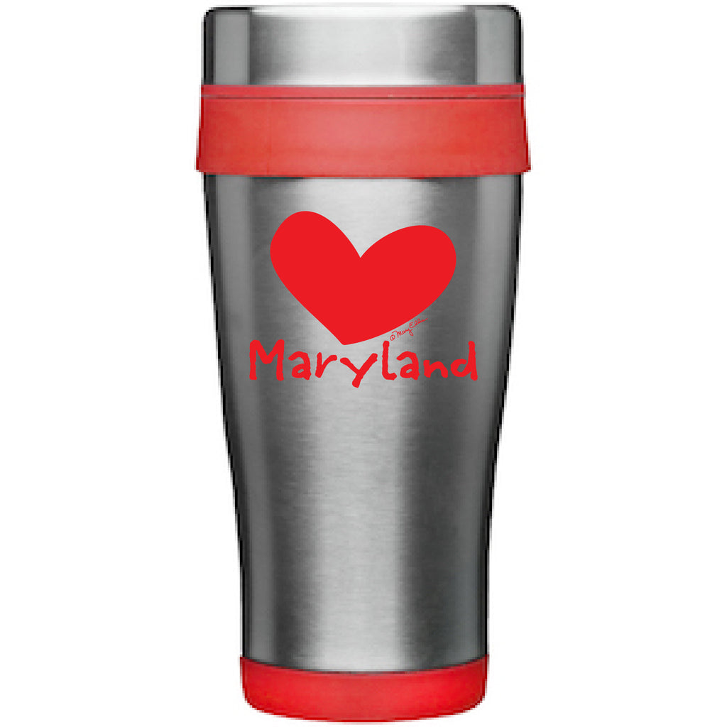 Maryland Travel Tumbler Mug Red Silver