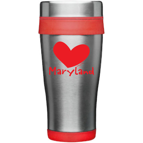 Maryland Travel Tumbler Mug Red Silver