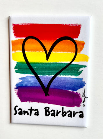 Santa Barbara Magnet Rainbow Heart