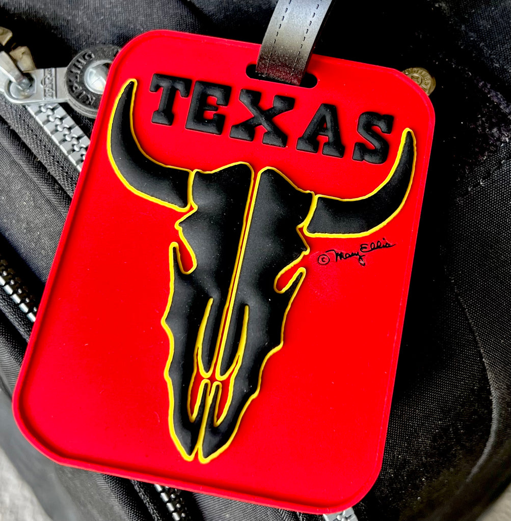 Texas Luggage Tag Long Horn Steer Skull