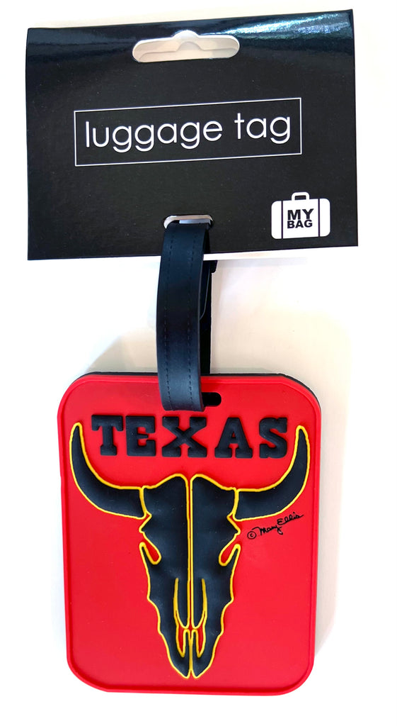 Texas Luggage Tag Long Horn Steer Skull