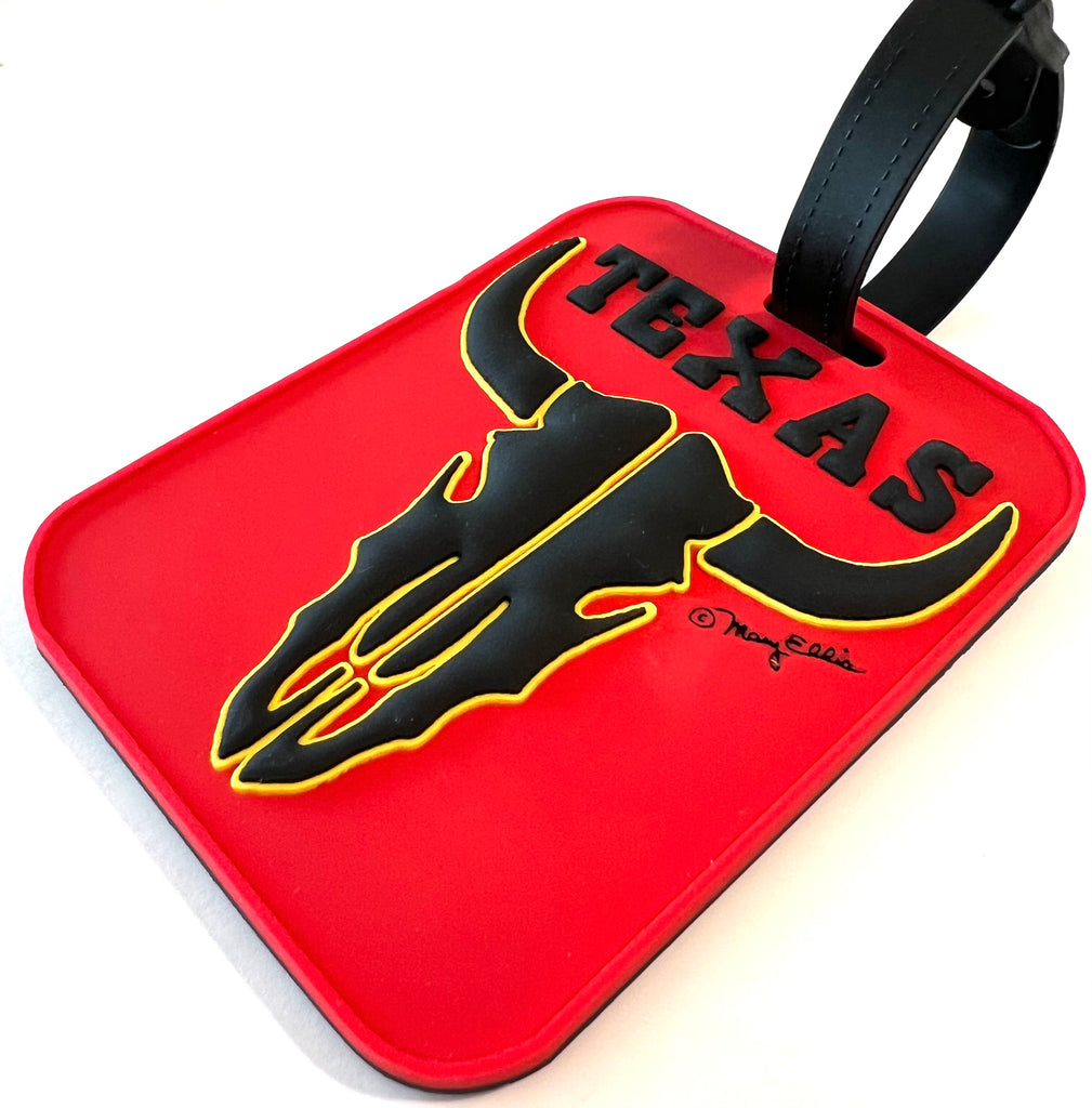 Texas Luggage Tag Long Horn Steer Skull